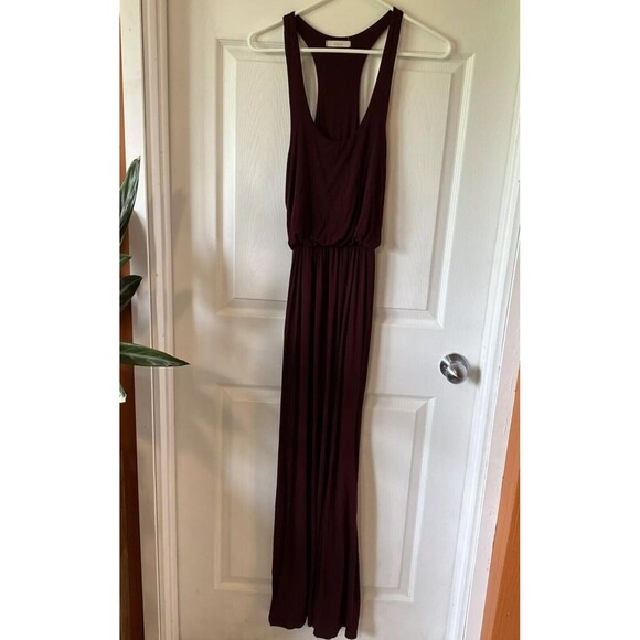 Lush Maxi Dress Sleeveless Surplice Neckline Pleated Plum Deep V Neck Purple S - Picture 1 of 11